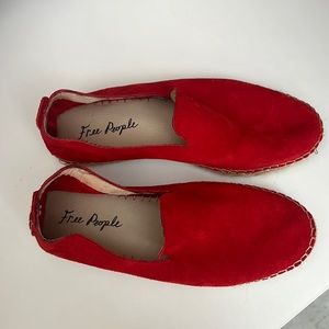 Free People red suede slip on ladies shoes